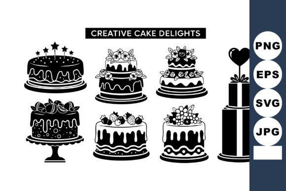Black Silhouette Cake Graphics & Illustrations