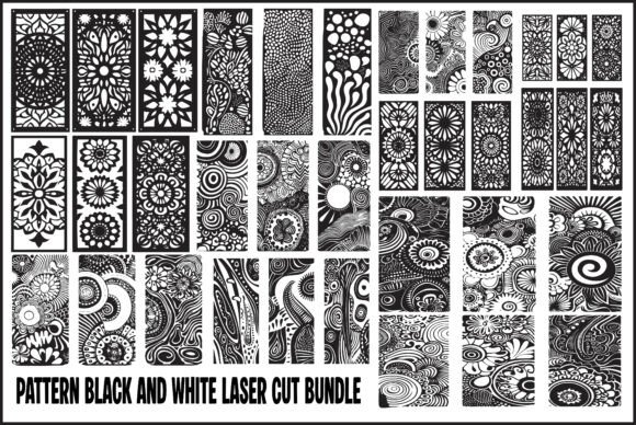Black White Abstract Laser Cutting Graphics & Illustrations