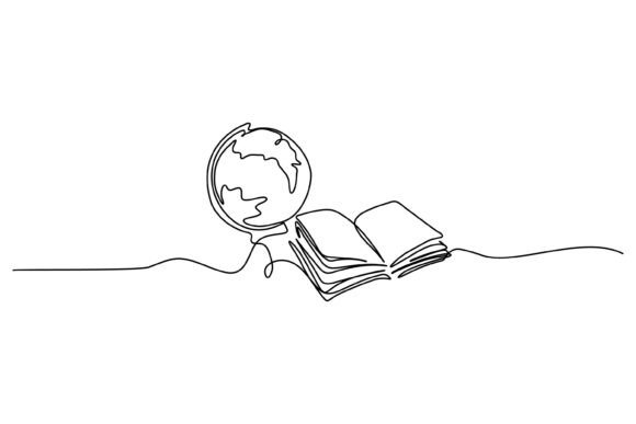 Continuous Line Design of Books Graphics & Illustrations