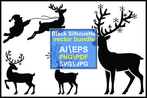 Deer Silhouette Vector Bundle: Graphics & Illustrations