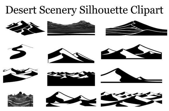 Desert Scenery Silhouette Clipart: Graphics & Illustrations