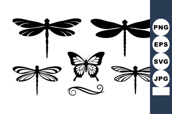 Dragonfly & Butterfly Silhouettes: Elegant Graphics and Illustrations