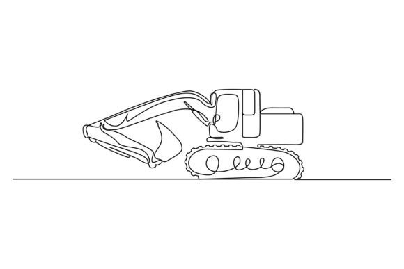 Excavator Line Design: Graphics & Illustrations