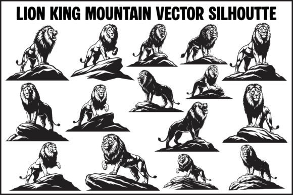 Lion King Mountain Vector Silhouette Col Graphics