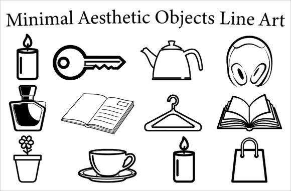 Minimal Aesthetic Objects Line Art: Graphics & Illustrations
