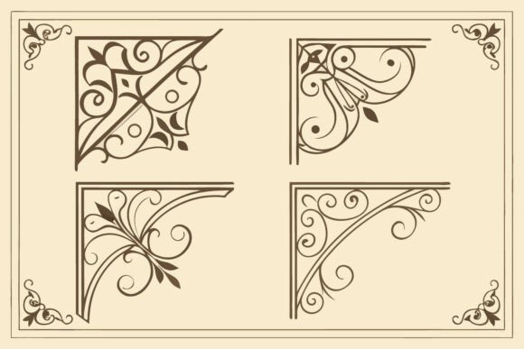 Ornate Corner Designs for Frames: Graphics & Illustrations