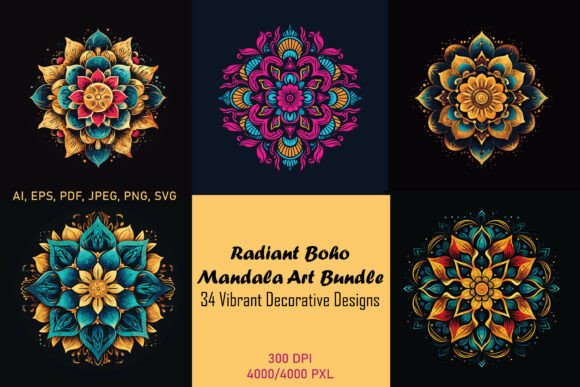 Radiant Boho Mandala Art Bundle: Graphics & Illustrations