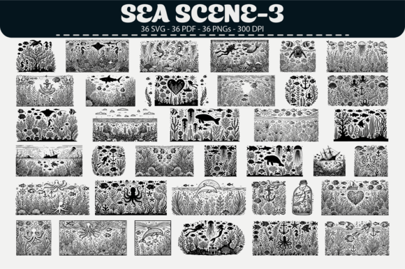 Sea Scene Clipart: 36 Graphics & Illustrations