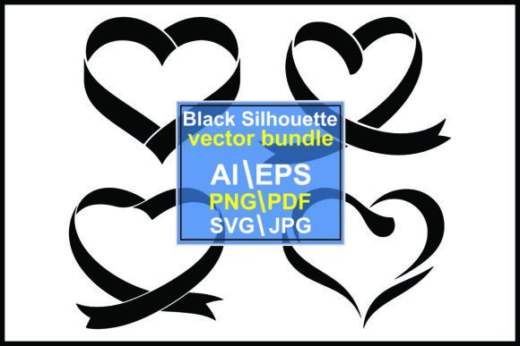 Silhouette Ribbon Hearts Vector Bundle: Premium Graphics and Illustrations