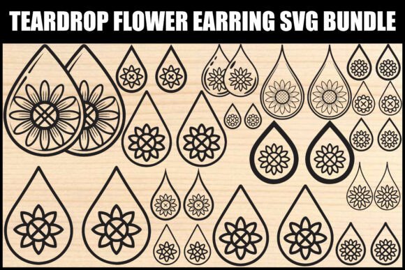 Teardrop Flower Earring SVG Bundle Graphics