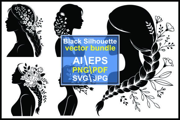 Woman with Flower Silhouette: Graphics & Illustrations